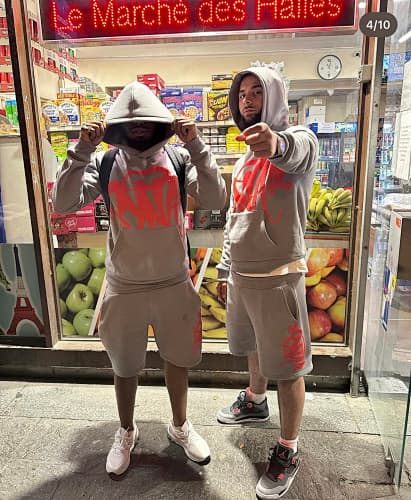 S-World Team Hood Hoodie-Grey/Red 灰色面料 橘红大印花卫衣 SY-163